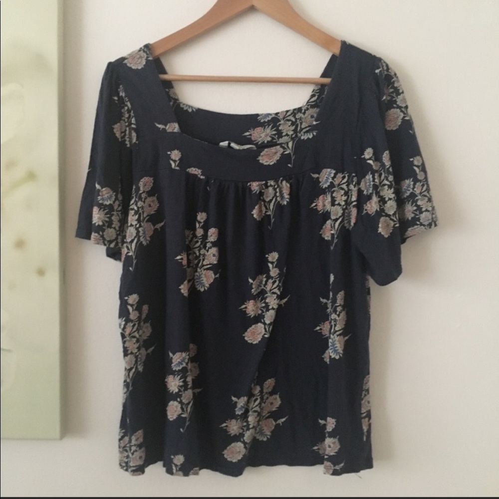 Lucky Brand Floral Print Flutter Top
